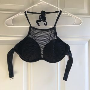 Black fishnet bikini top. Size S